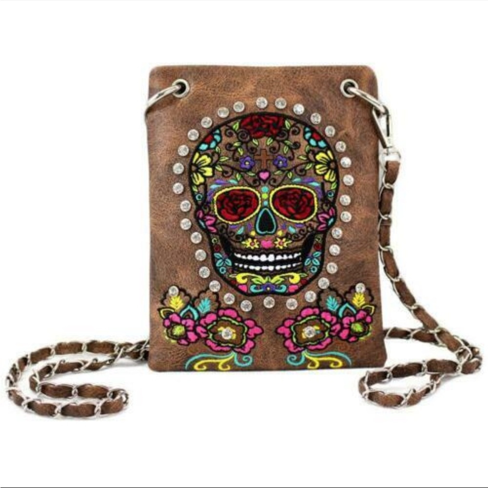 Sugar skull candy Crossbody embroidered and jeweled